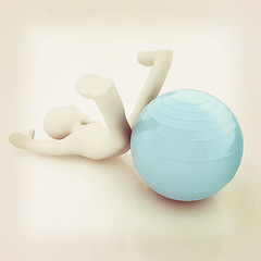 Image showing 3d man exercising position on fitness ball. My biggest pilates s