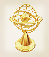 Image showing Terrestrial globe model . 3D illustration. Vintage style.