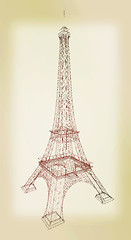 Image showing 3d Eiffel Tower render. 3D illustration. Vintage style.