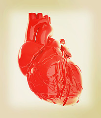 Image showing Human heart. 3D illustration. Vintage style.