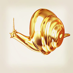 Image showing 3d fantasy animal, gold snail on white background . 3D illustrat