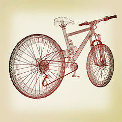 Image showing bicycle as a 3d wire frame object isolated. 3D illustration. Vin