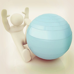 Image showing 3d man exercising position on fitness ball. My biggest pilates s