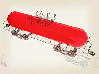 Image showing 3D model cistern car. 3D illustration. Vintage style.