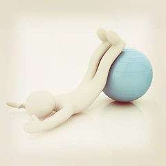 Image showing 3d man exercising position on fitness ball. My biggest pilates s