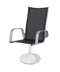 Image showing Black leather office chair 