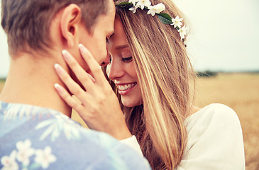 Image showing happy smiling young hippie couple outdoors