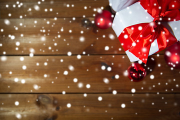 Image showing close up of gift boxes and red christmas balls