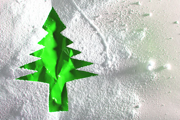 Image showing christmas tree from the paper and snow