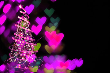 Image showing christmas tree and hearts