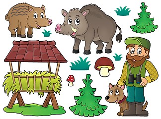 Image showing Forester and wildlife theme set 1