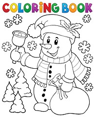 Image showing Coloring book snowman topic 3