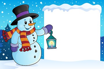 Image showing Frame with snowman topic 4