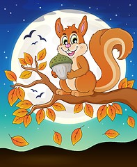 Image showing Autumn branch with squirrel