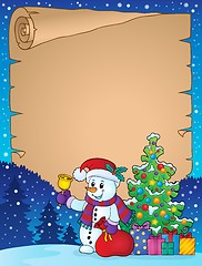 Image showing Parchment with Christmas snowman theme 1