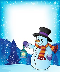 Image showing Snowman with lantern theme image 4