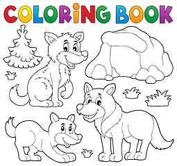 Image showing Coloring book with wolves theme 1