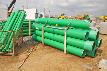 Image showing Green sewer pipes