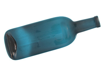 Image showing flat blue glass bottle