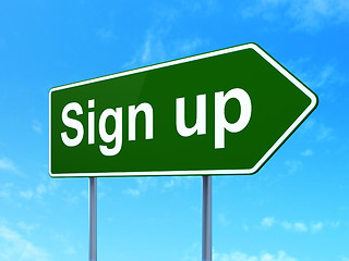 Image showing Web development concept: Sign Up on road sign background