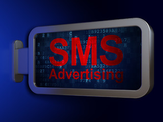 Image showing Marketing concept: SMS Advertising on billboard background