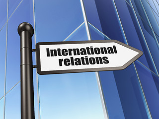 Image showing Politics concept: sign International Relations on Building background