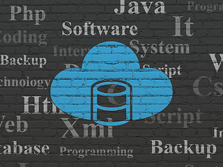 Image showing Software concept: Database With Cloud on wall background