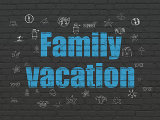 Image showing Vacation concept: Family Vacation on wall background