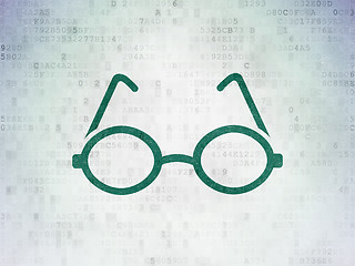 Image showing Studying concept: Glasses on Digital Data Paper background