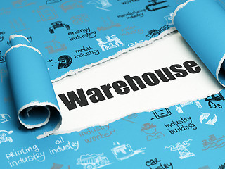 Image showing Industry concept: black text Warehouse under the piece of  torn paper