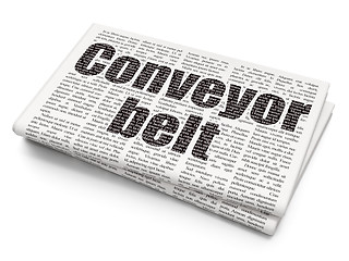 Image showing Manufacuring concept: Conveyor Belt on Newspaper background