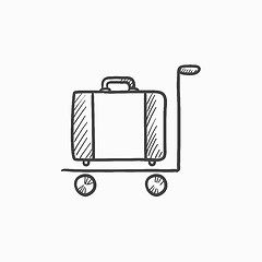 Image showing Luggage on trolley sketch icon.