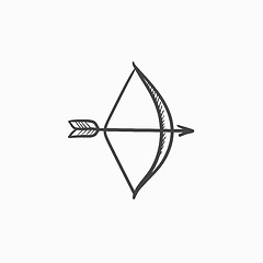 Image showing Bow and arrow sketch icon.