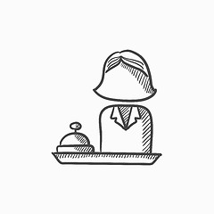 Image showing Female receptionist sketch icon.