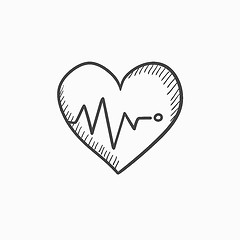 Image showing Heart with cardiogram sketch icon.