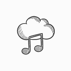 Image showing Cloud music sketch icon.