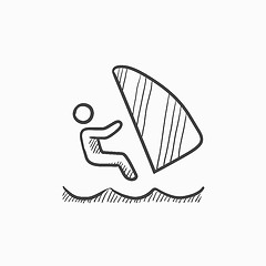 Image showing Wind surfing sketch icon.