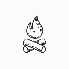 Image showing Campfire sketch icon.