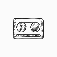 Image showing Cassette tape sketch icon.