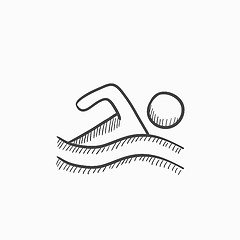 Image showing Swimmer sketch icon.