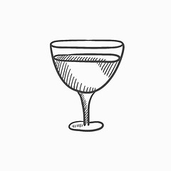 Image showing Glass of wine sketch icon.