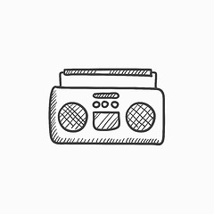 Image showing Radio cassette player sketch icon.