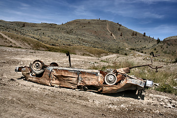 Image showing Car crashed in desert