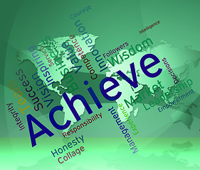 Image showing Achieve Words Represents Successful Resolution And Victory