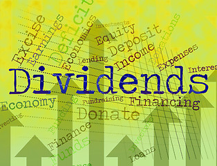 Image showing Dividends Word Shows Stock Market And Revenues