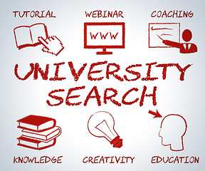 Image showing University Search Means Educational Establishment And College