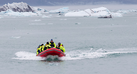 Image showing JOKULSARLON, ICELAND - July 21, 2016: Boat adventure on Jokulsar