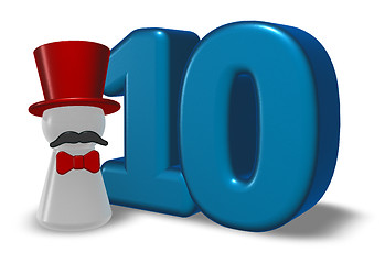 Image showing number ten and pawn with hat and beard - 3d rendering