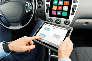 Image showing close up of man with tablet pc in car