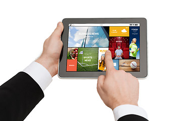 Image showing close up of hands holding tablet pc with